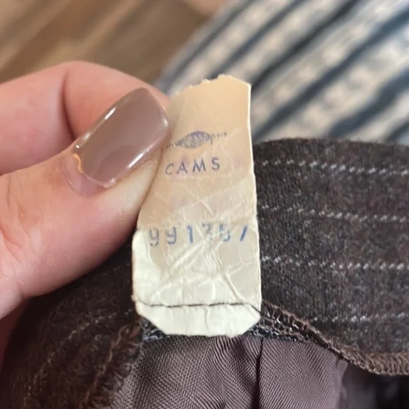 VINTAGE 70’s Union made brown pinstriped wool skirt size S - Picture 7 of 13